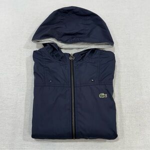 Lacoste Gray Windbreaker Hooded Jacket Adult Size Medium FR 36 Full Zip